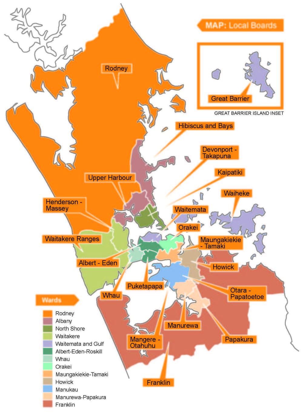 Auckland consiliului limitele hartă
