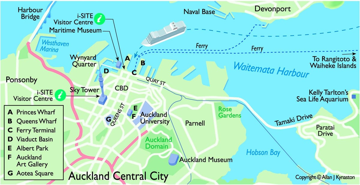 Auckland navă de croazieră terminal hartă
