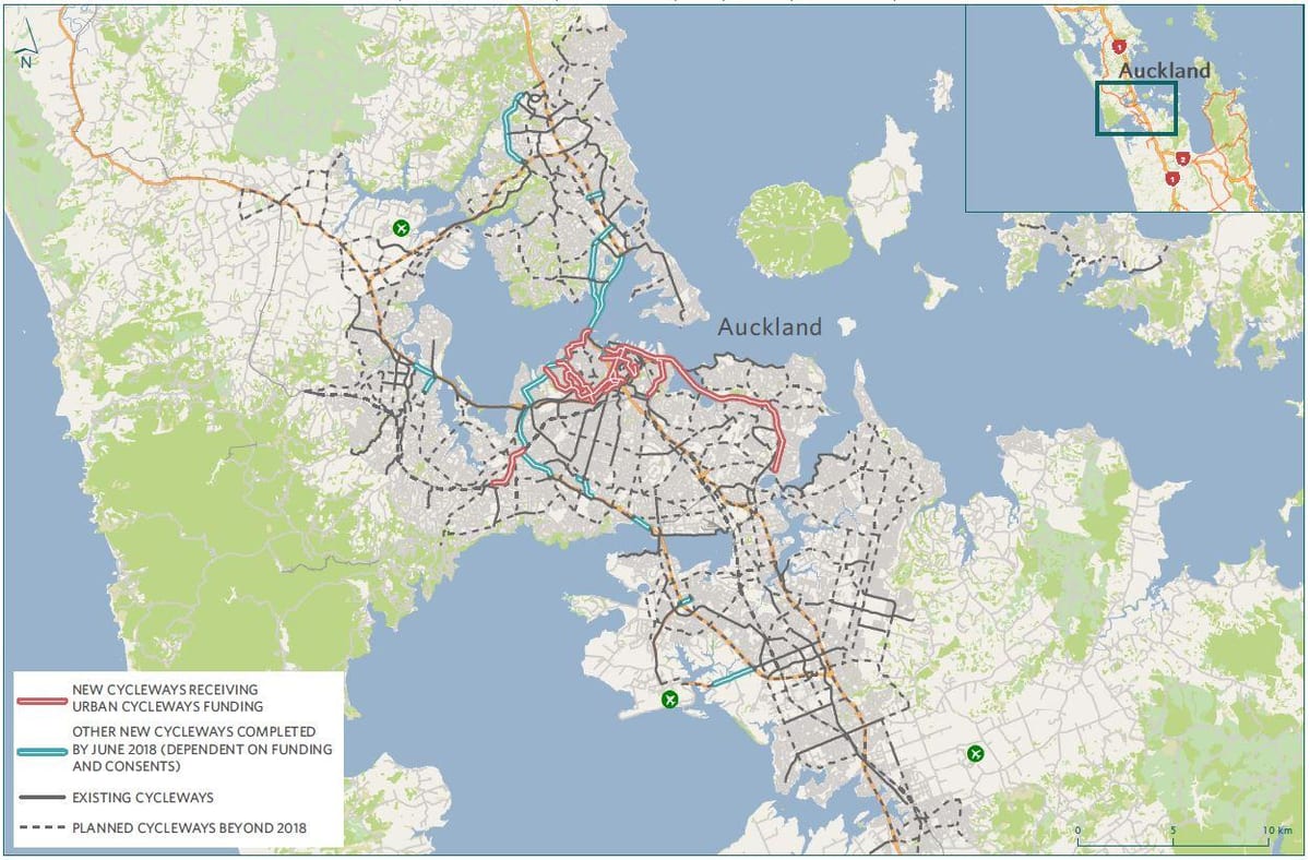 harta cycleway Auckland arată hartă