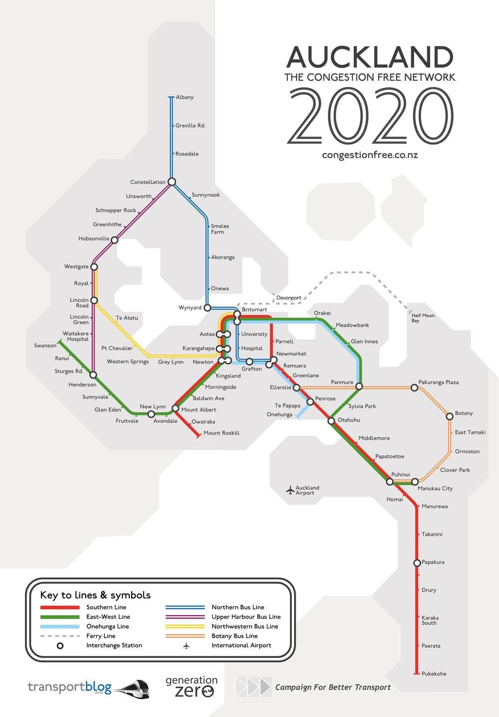 tren Auckland arată hartă