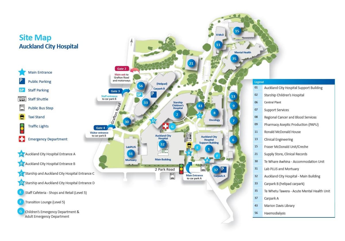 harta Auckland spital