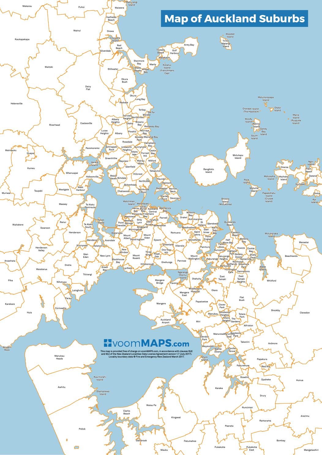 harta Auckland suburbii