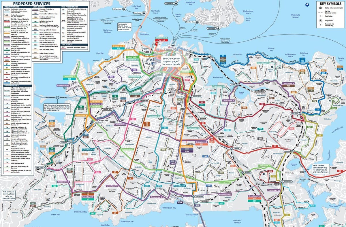 Transportul public Auckland arată hartă