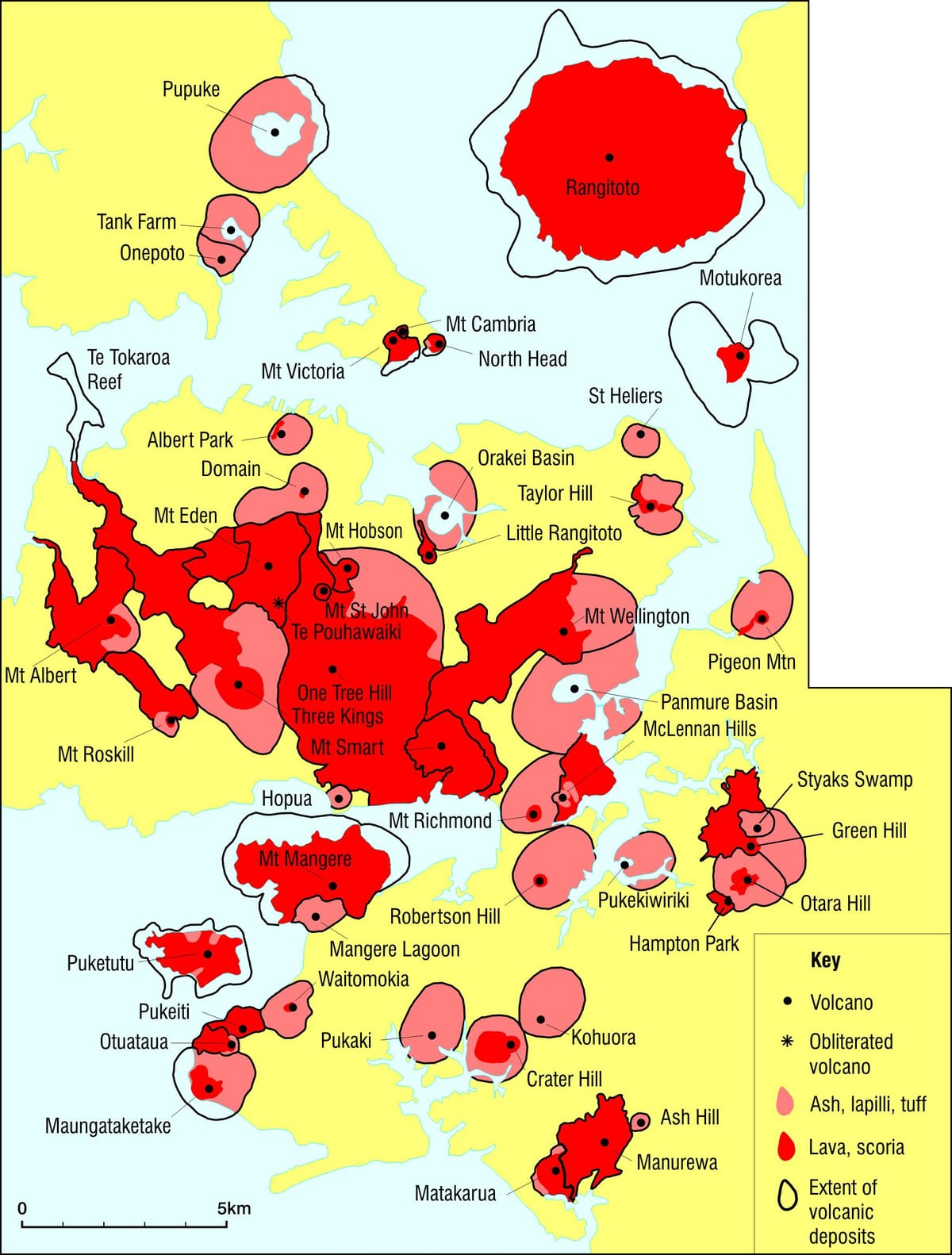 Auckland vulcani hartă
