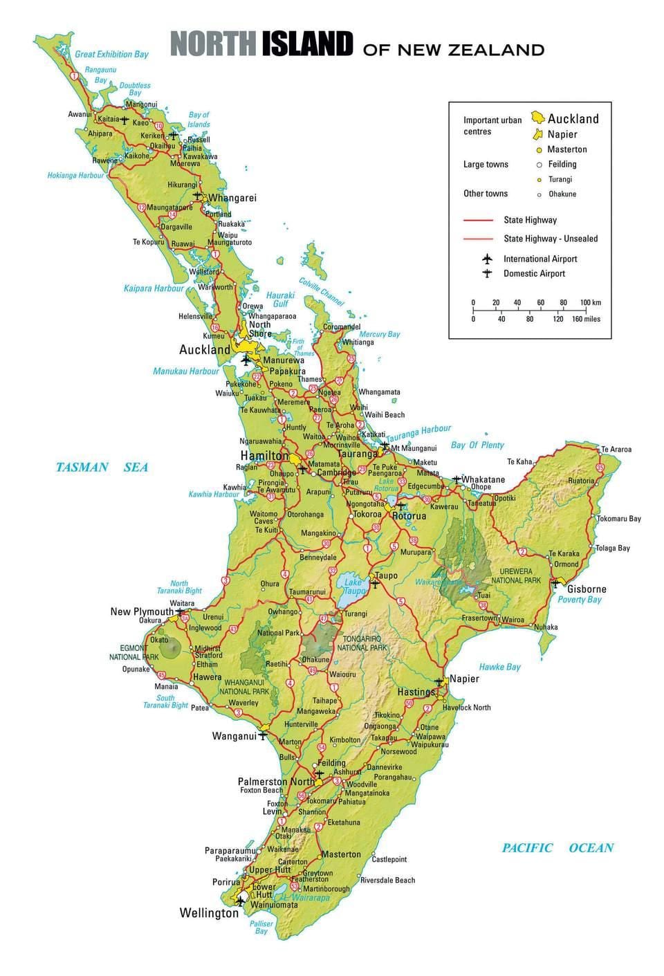 harta insula de nord din Noua Zeelandă