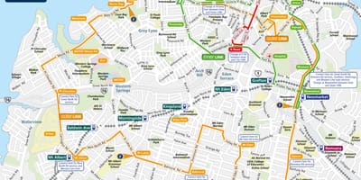Auckland harta rutelor de autobuz