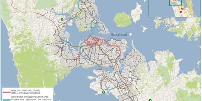 Harta cycleway Auckland arată hartă