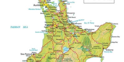 Harta insula de nord din Noua Zeelandă